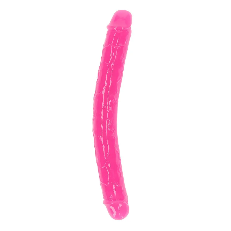 penis-anatomy-guide-penis-extension-devices-RealRock Glow in the Dark Double Dong 12 in. Dual-Ended Dildo Neon Pink