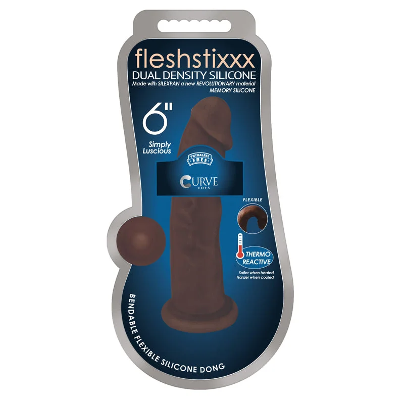 dual thrusting dildo-Fleshstixxx 6in Silicone Dildo Chocolate