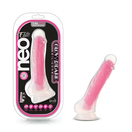 penis-girth-solutions-penis-care-products-Blush Neo Elite Glow in the Dark Viper 7 in. Dual-Density Dildo Neon Pink