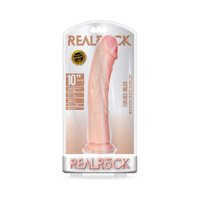 penis-hygiene-benefits-penis-medical-treatments-RealRock Realistic 10 in. Curved Dildo With Suction Cup Beige