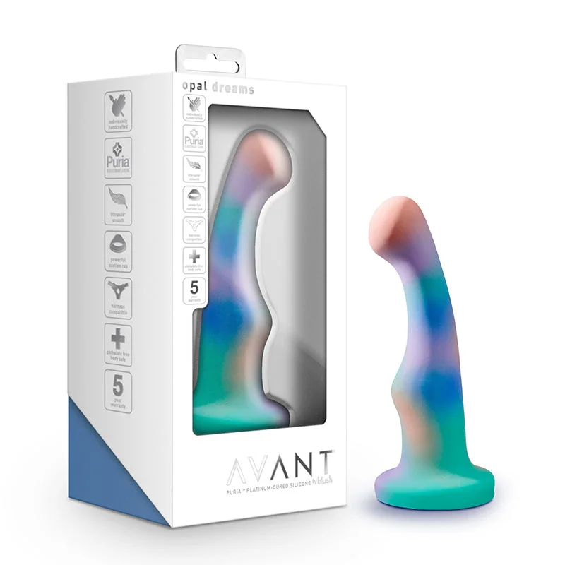 body-safe dildo-Blush Avant Opal Dreams 6 in. Silicone Dildo with Suction Cup Aqua