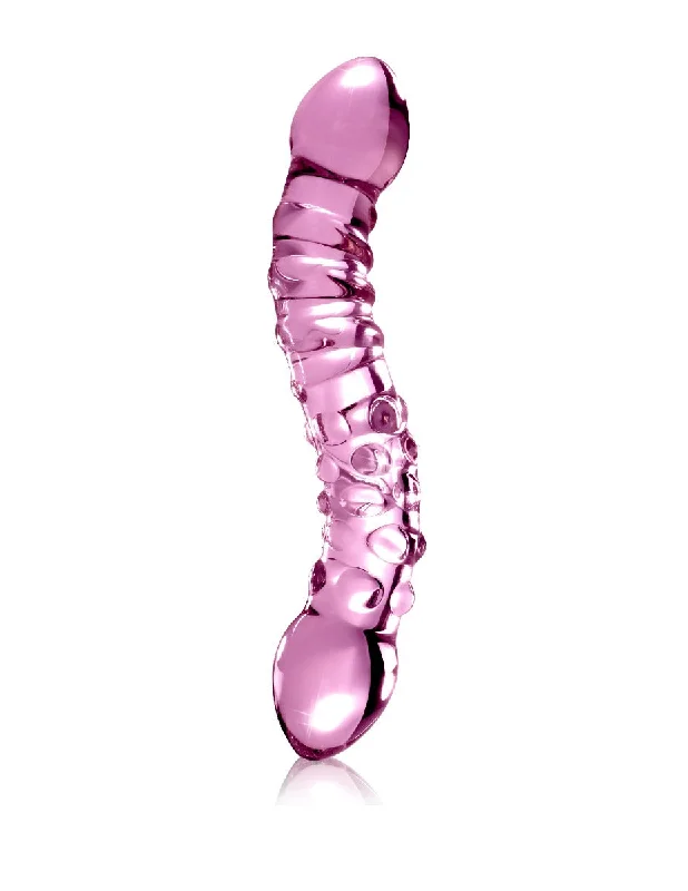 wide dildo-Pipedream Icicles No. 55 Pink Glass Double Dildo