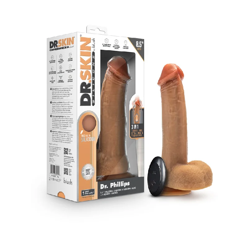 penis-enlargement-tools-penis-shape-variations-Dr. Skin Silicone Dr. Phillips Thrusting Dildo 8.5 in. Tan