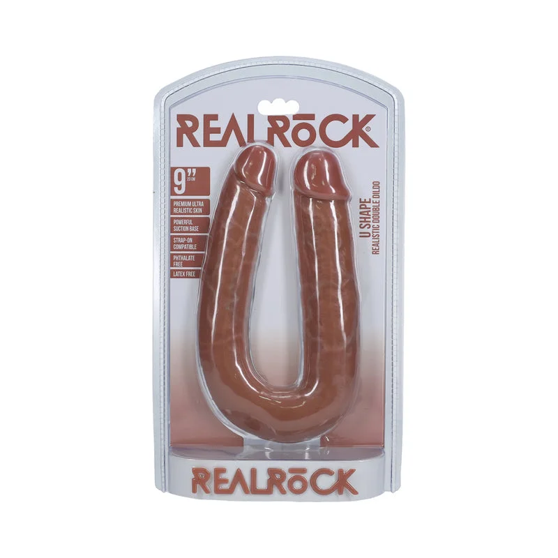 penis-shape-techniques-penis-growth-techniques-RealRock 9 in. U-Shaped Double Dildo Tan