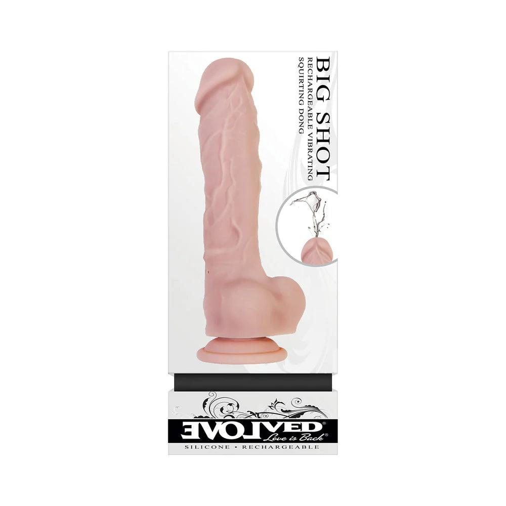 silicone dragon dildo-Evolved Big Shot Rechargeable Vibrating 8 in. Silicone Squirting Dildo