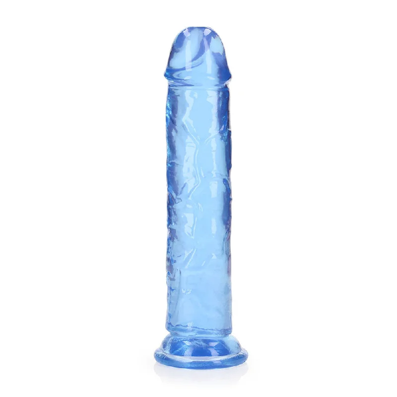 penis-health-checks-penis-size-myths-RealRock Crystal Clear Straight 8 in. Dildo Without Balls Blue