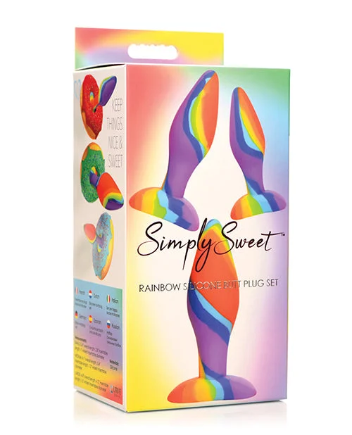 cock ring submission-Curve Toys Simply Sweet Rainbow Silicone Butt Plug Set