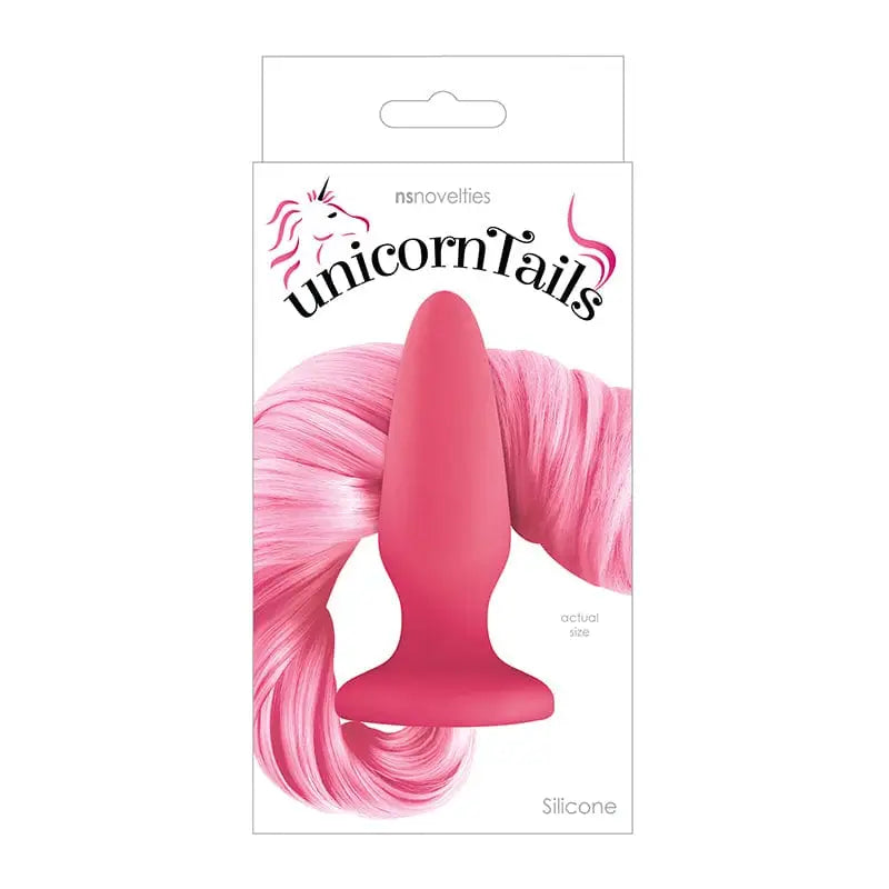 cock ring extension-NS Pastel Pink Silicone Unicorn Tails Butt Plug