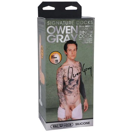 penis-function-issues-penis-shape-variations-Signature Cocks Owen Gray 9 in. TRUSKYN Silicone Dildo with Vac-U-Lock Suction Cup