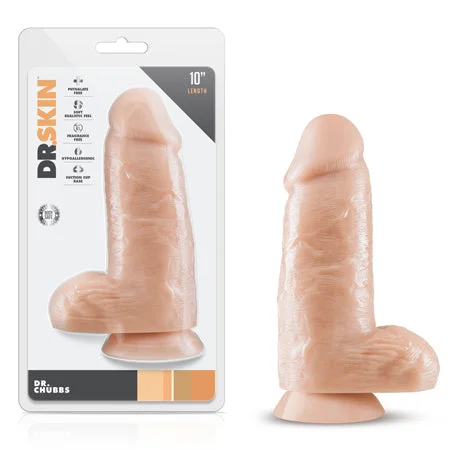 penis-anatomy-details-penis-enhancement-pills-Blush Dr. Skin Dr. Chubbs Realistic 10 in. Dildo with Balls & Suction Cup Beige