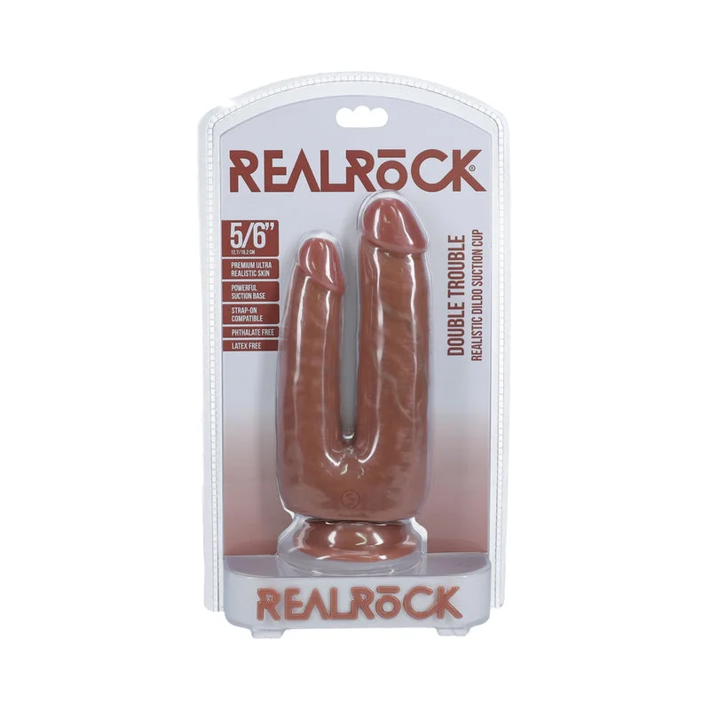 penis-surgery-reviews-penis-length-studies-RealRock Double Trouble 5 in. / 6 in. Dildo Tan