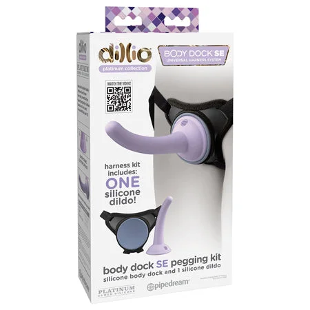 phthalate-free dildo-Dillio Platinum Body Dock SE Pegging Harness with 5 in. Silicone Dildo