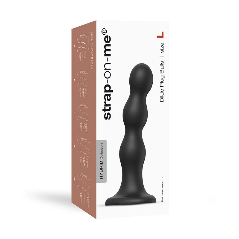 bumpy silicone dildo-Strap-On-Me Hybrid Collection Silicone Dildo Plug Balls Black L