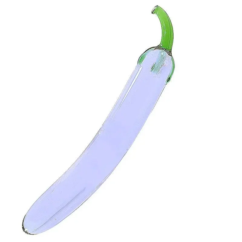 glass jelly dildo-Eggplant G-spot Glass Dildo