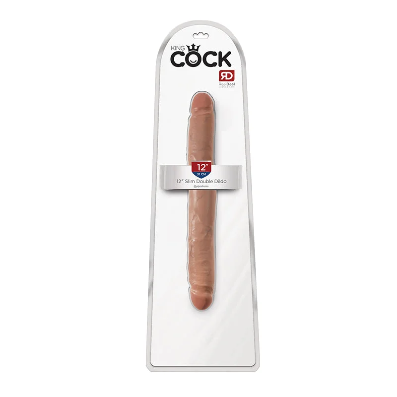 glass narrow dildo-King Cock 12 inches Slim Double Dildo Tan