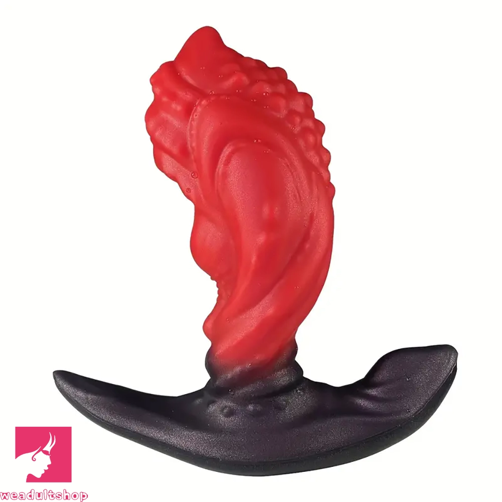 Anal toys with ribbed base-4.52in 5.51in 6.29in Liquid Silicone Anal Plug Wearable Women Dildo