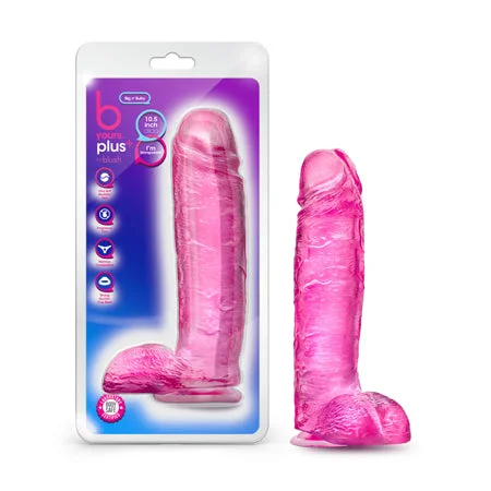 penis-blood-circulation-penis-care-products-B Yours Plus Big n' Bulky 10.5 in. Dildo with Balls & Suction Cup Pink