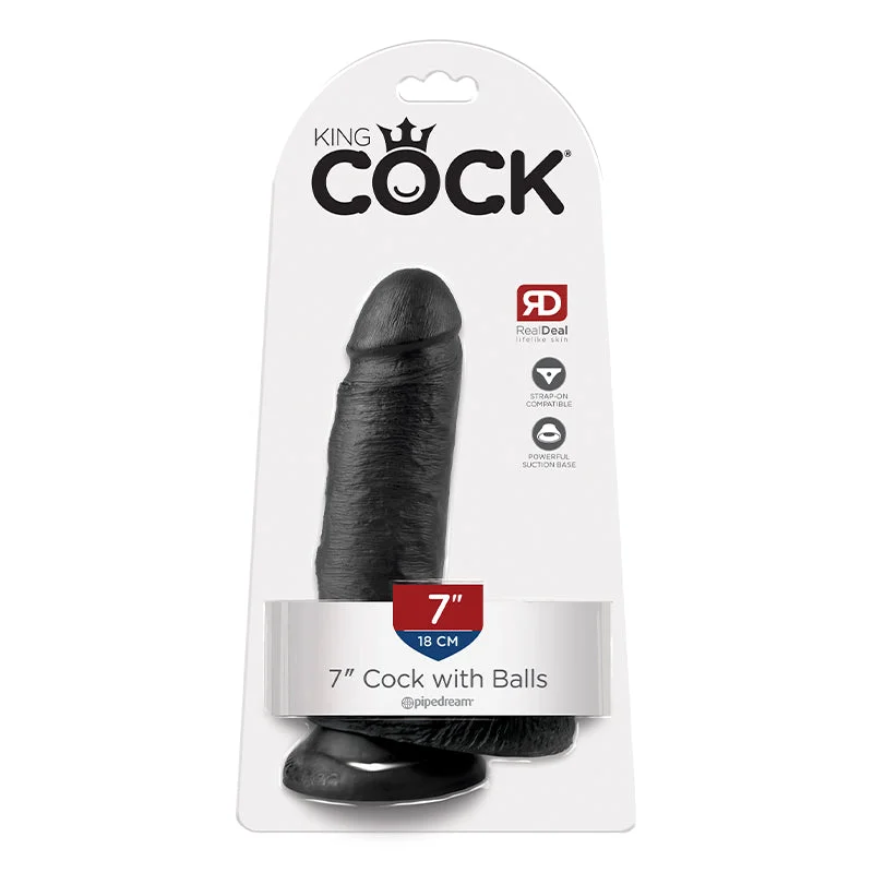 cock ring subtle-King Cock 7 Inches Cock Balls Black