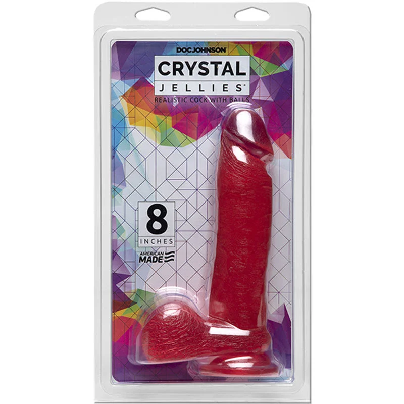 cock ring holiday special-Crystal Jellies - 8in Realistic Cock W/balls Pink