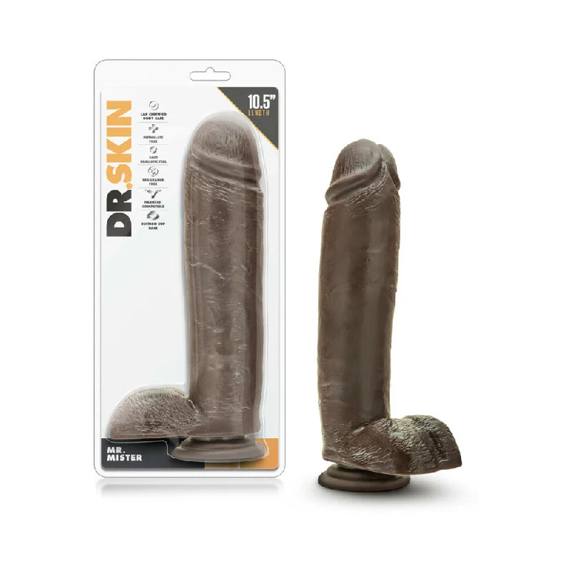 hollow dildo-Dr. Skin - Mr. Mister 10.5 Dildo With Suction Cup  - Chocolate