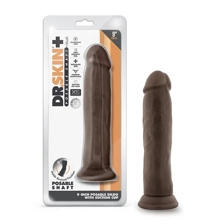 penis-natural-remedies-penis-function-problems-Dr. Skin Plus Thick 9 in. Triple Density Posable Dildo with Suction Cup Brown