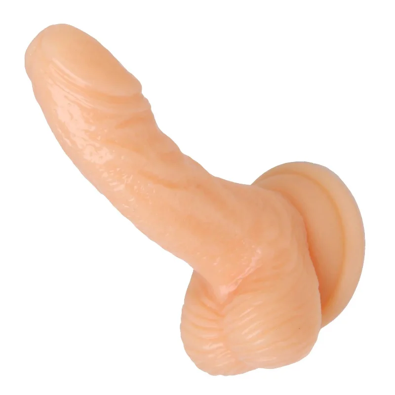 gold dildo-Silicone 4 Inch Realistic Suction Cup Mini Dildo- Flesh