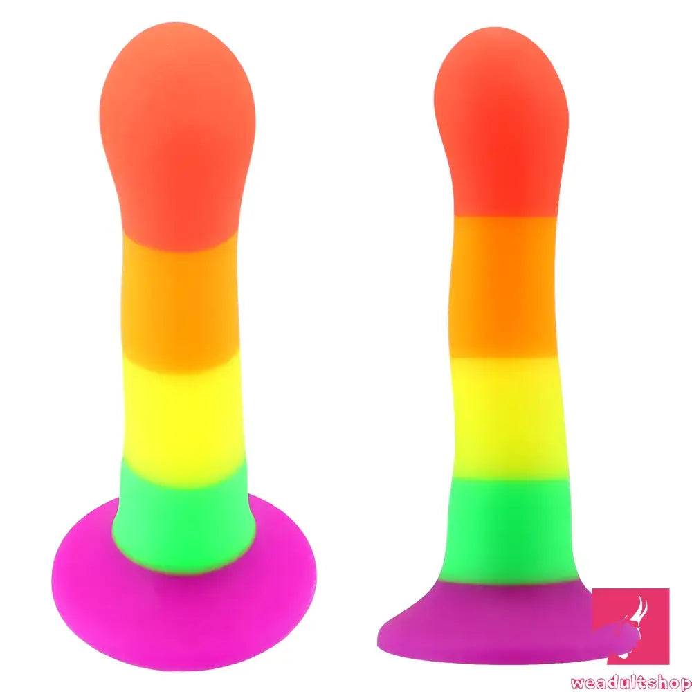 Anal toys with rotating head-6.89in Colorful Silicone Soft Rainbow Dildo For Anal Vaginal Orgasm