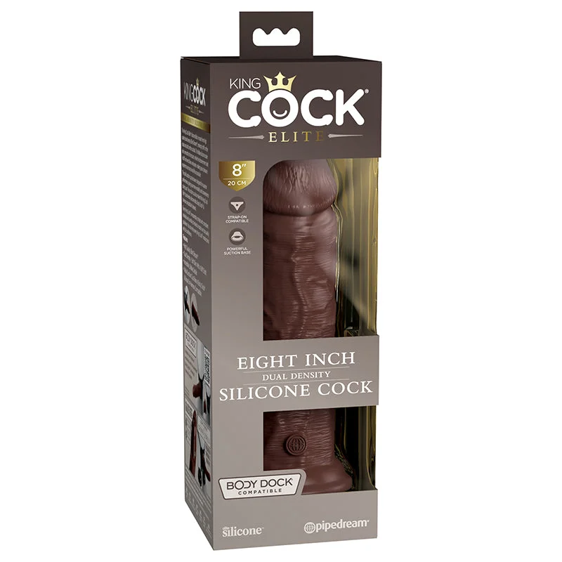 portable glass dildo-Pipedream King Cock Elite 8 in. Dual Density Silicone Cock Realistic Dildo With Suction Cup Brown