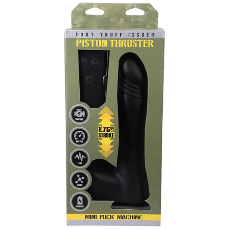 penis-performance-boosters-penis-girth-exercises-Fort Troff Piston Thruster Mini Fuck Machine Rechargeable Remote-Controlled Silicone 8.5 in. Thrusting Dildo Black