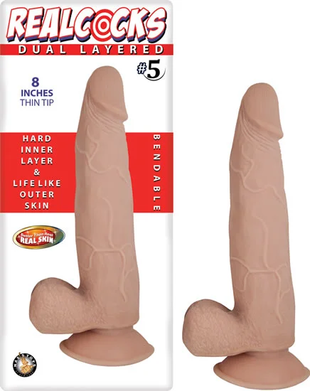 cock ring unpadded-Real Cocks Dual Layered #5 Thin Tip 8