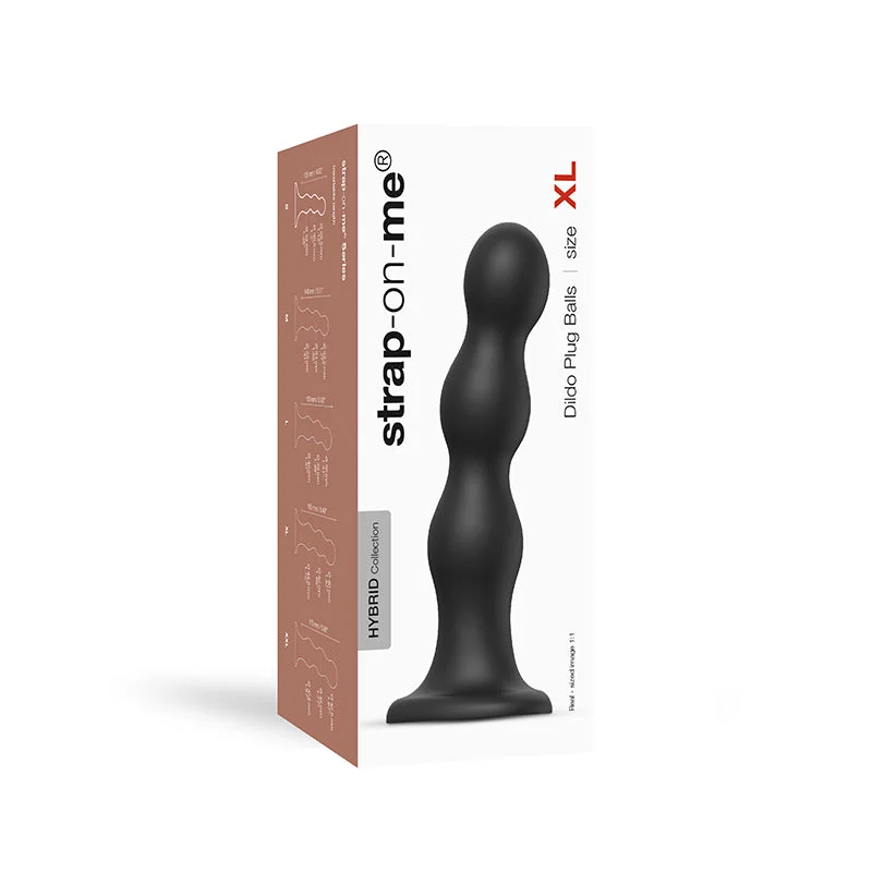 studded realistic dildo-Strap-On-Me Hybrid Collection Silicone Dildo Plug Balls Black XL