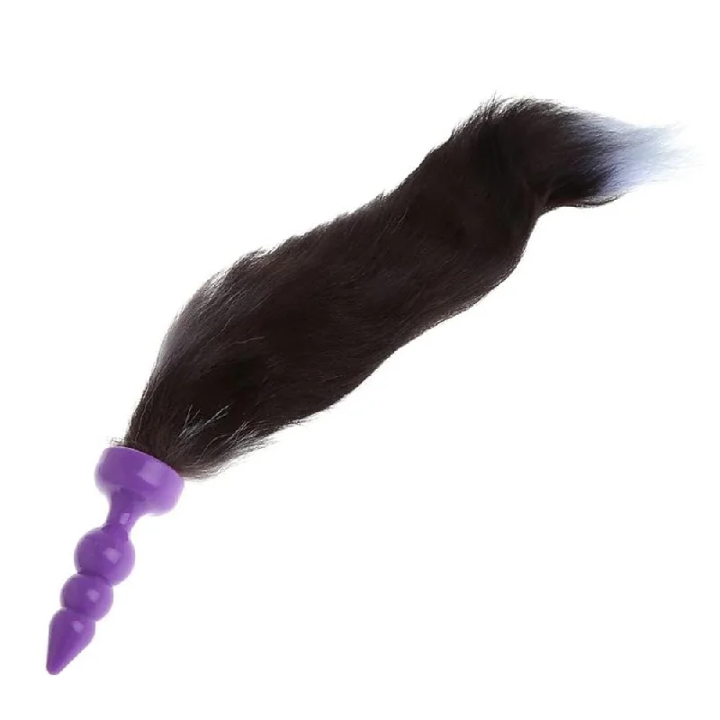 cock ring wear time-16" Black Fox Tail Silicone Plug