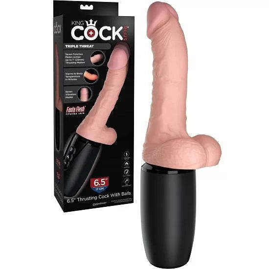 cock ring natural-Pipedream King Cock Plus 6.5 inch THRUSTING COCK WITH BALLS