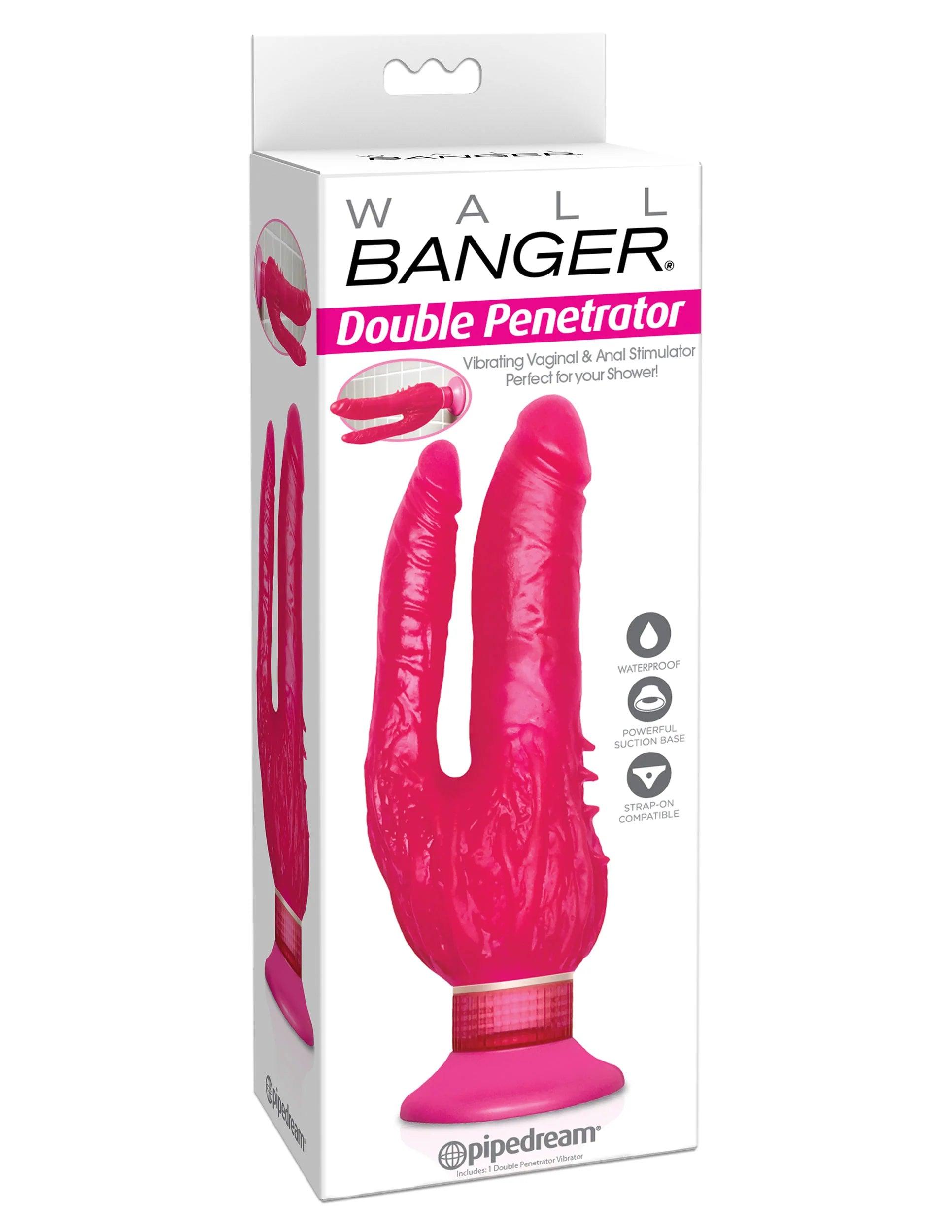 pastel dildo-Pipedream Wall Bangers Double Penetrator Vibrating Dildo 9in