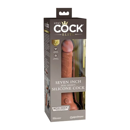 penis-enhancement-problems-penis-confidence-boosters-Pipedream King Cock Elite 7 in. Dual Density Silicone Cock Realistic Dildo With Suction Cup Tan