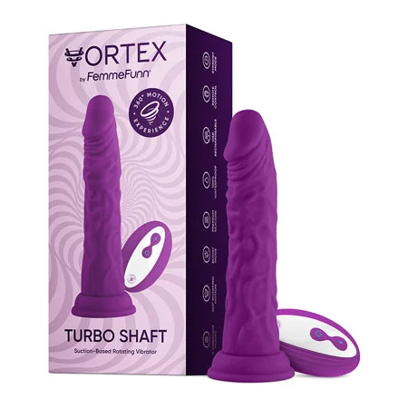 penis-skin-tools-penis-health-tips-FemmeFunn Vortex Turbo Shaft 2.0 8 in. Vibrating Rotating Dildo Purple