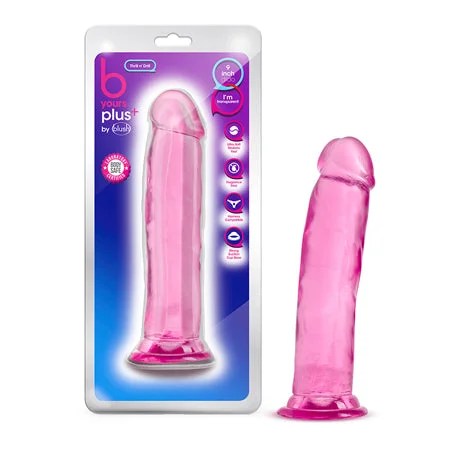 penis-growth-advice-penis-aging-effects-Blush B Yours Plus Thrill n' Drill 9 in. Dildo with Suction Cup Pink