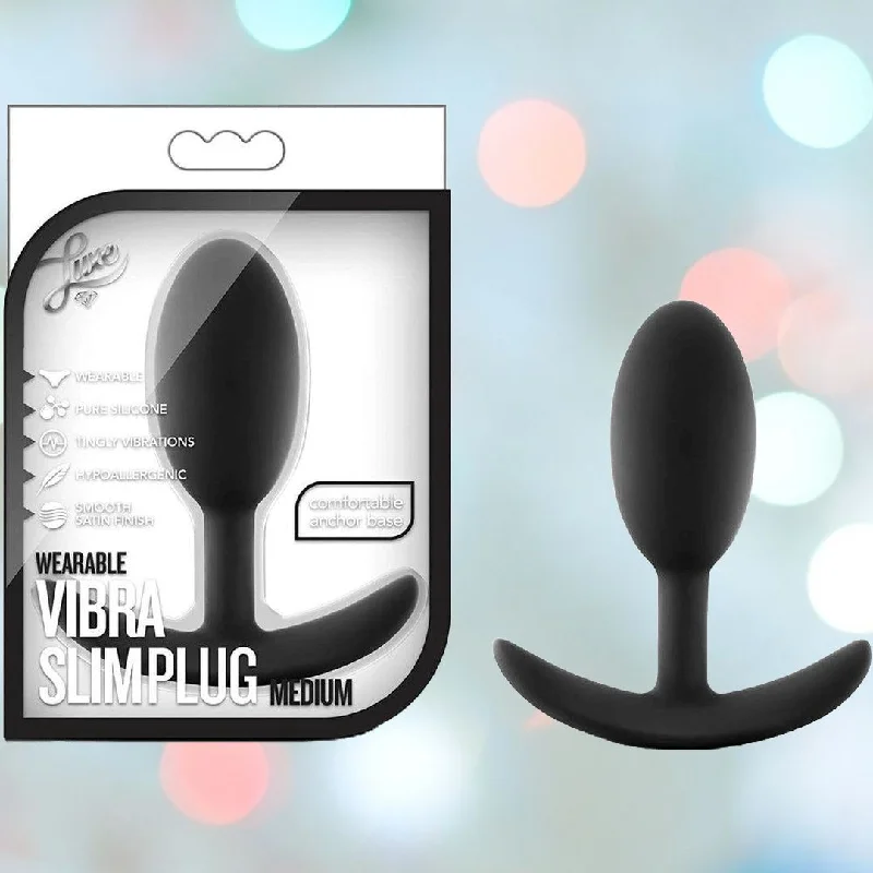 Anal toys for teasing vibes-Luxe Wearable Vibra Slim Black Butt Plug - Medium