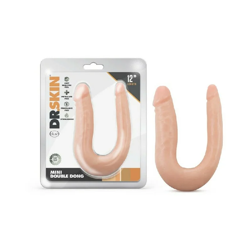 penis-blood-tools-penis-enlargement-methods-Blush Dr. Skin Mini Double Dong Realistic 12 in. Dual-Ended Dildo Beige