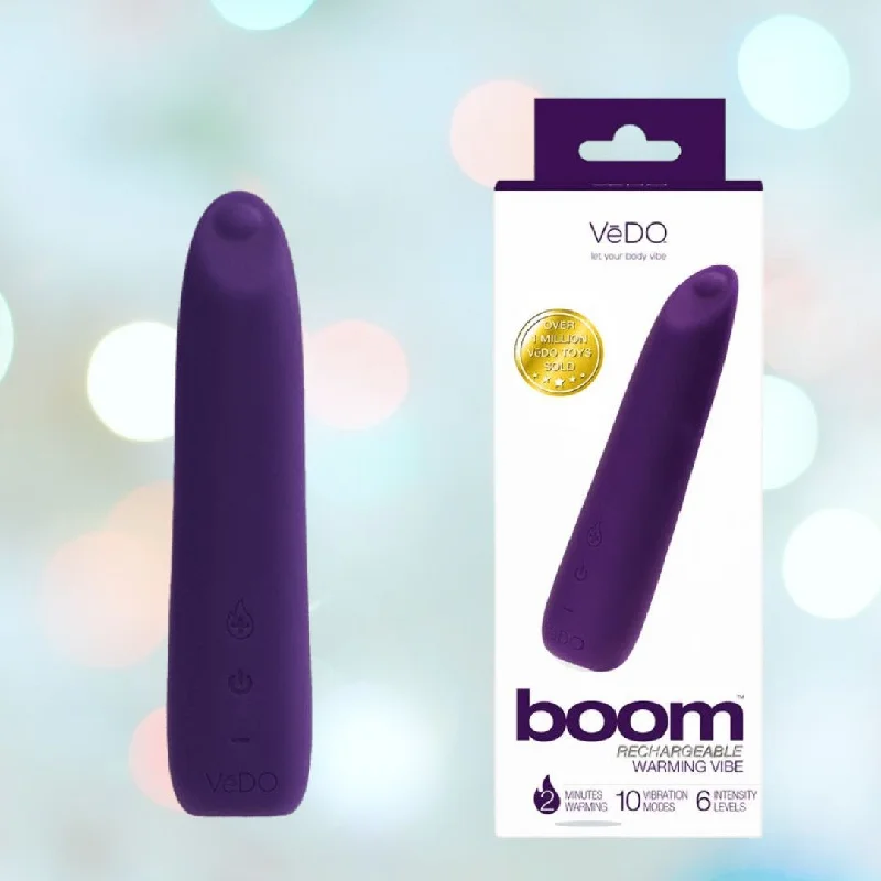 Anal toys with soft texture-VeDO Boom Rechargeable Warming Bullet Vibrator - Purple