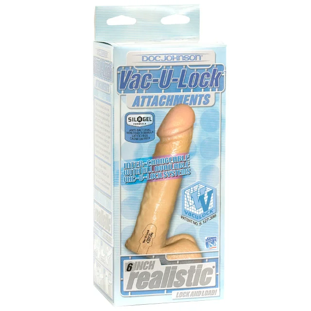 vibrating ergonomic dildo-Vac-U-Lock 6" Realistic Dildo - Beige