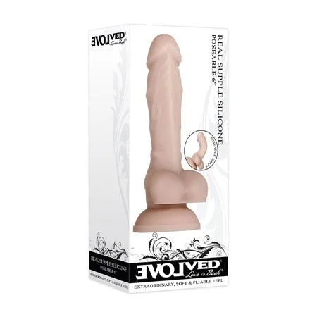 penis-hygiene-techniques-penis-blood-flow-Evolved Real Supple Poseable 6 in. Realistic Silicone Dildo With Balls Beige