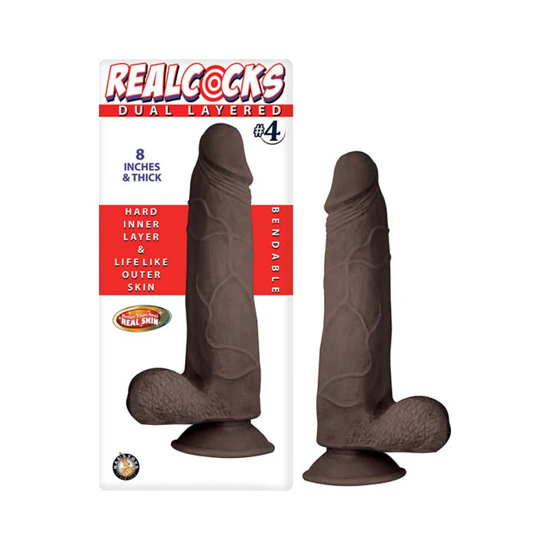 cock ring purple-Realcocks Dual Layered #4 8in Dark Brown