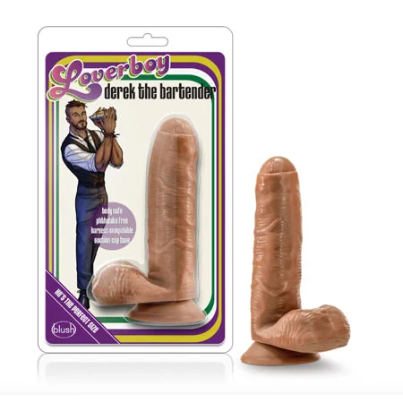 penis-skin-care-penis-sensitivity-issues-Blush Loverboy Derek The Bartender Realistic 7 in. Dildo with Balls & Suction Cup Tan