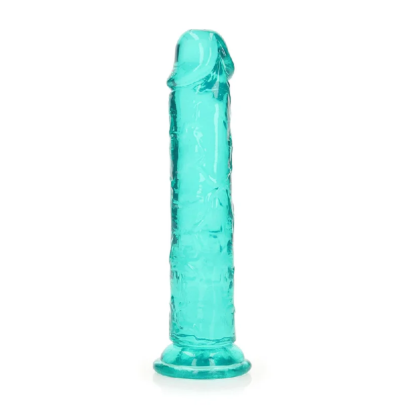 penis-aging-changes-penis-performance-tips-RealRock Crystal Clear Straight 7 in. Dildo Without Balls Turquoise