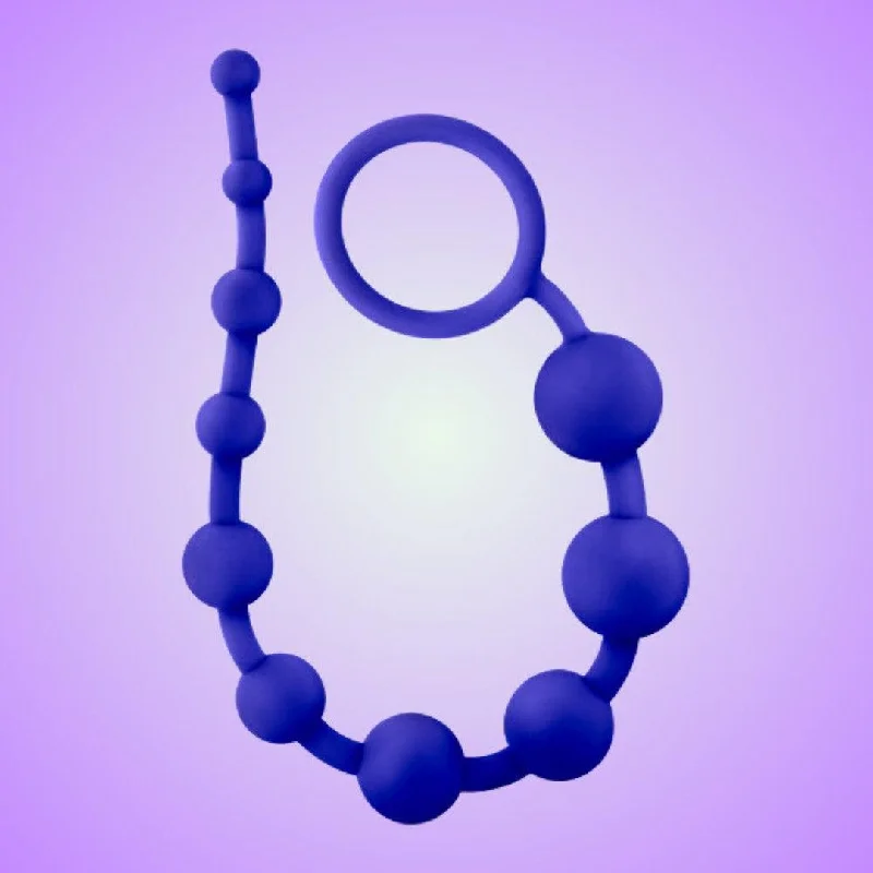 Anal toys for erotic teasing-Luxe Silicone Anal Beads with 10 Beads - Indigo