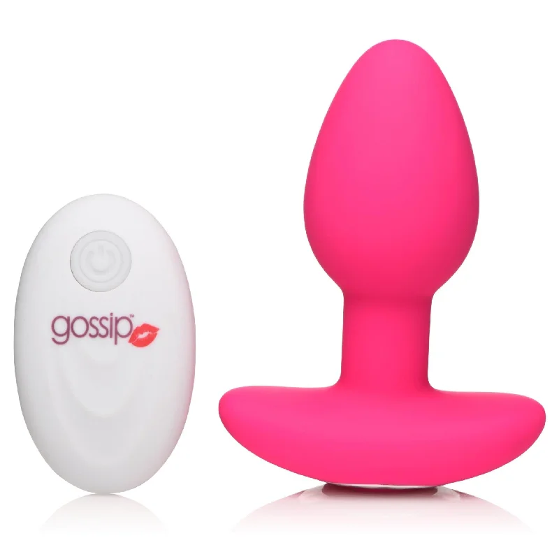 cock ring futuristic-10X Pop Rocker Vibrating Silicone Plug with Remote - Magenta