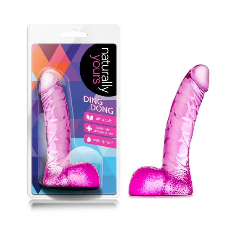 penis-injury-tools-penis-growth-techniques-Naturally Yours Ding Dong Realistic 5.5 in. Dildo with Balls Pink