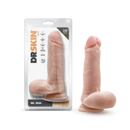 penis-sensitivity-techniques-penis-enlargement-methods-Dr. Skin Dr. Paul 7.25 in. Dildo with Balls Beige