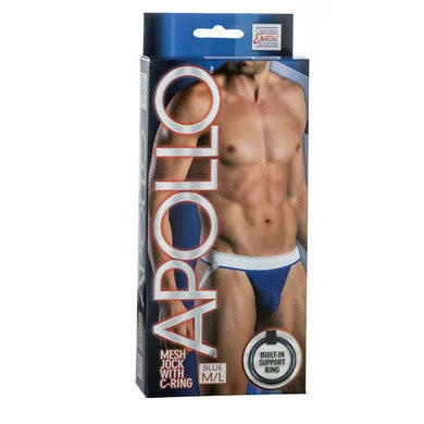 Sexy lingerie weekend-Apollo Mesh Jock with C-ring  - Blue - Medium-large